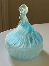 Toussant Blue Frosted Satin Glass Curtsy Vanity Jar picture