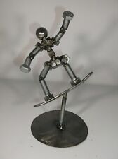 Snow Boarder Metal Bolt Figurine, Miniature Figurine, Welded Metal Art picture