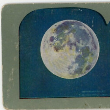 1897 Antique Stereoview Card Full Moon Lunar Space TW Ingersoll Color picture