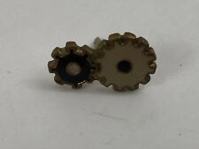 Vintage White Black Gears Small Lapel Pin Unusual  K3 picture
