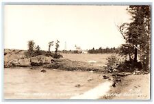 c1925 Lighthouse Lake Superior View Copper Harbor MI RPPC Photo Postcard picture