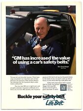 1986 GM Print Ad, Gen. Chuck Yeager Test Pilot Car Safety Belts Fist Convertible picture