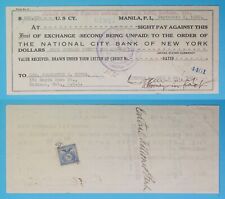 1930 Philippines ~ Manila P.I. $422.63 Check w/ 20 Centavos Stamp ~ 4401 picture