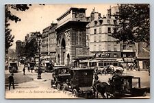 The Boulevard Saint Martin PARIS France Classic Cars VINTAGE Postcard picture