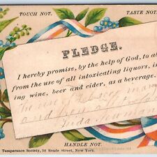 c1880s Pledge Abstain Trade Card Alcohol Addict Anonymous Temperance Society C49 picture