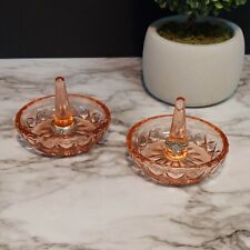 2 PINK DEPRESSION STYLE GLASS RING HOLDER DISHES, Vintage, Wedding Decor & Gift picture