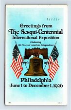 1926 Sesqui Centennial Exposition Postcard Greetings From Liberty Bell US Flags  picture