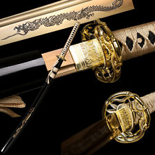Japanese Samurai Sword Katana 1095 Carbon Steel Full Tang Sharp Dragon Saya picture