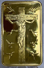 * 25 Pieces Of JesusChrist Crucified & 10 Commandments Gold Metal Bar In Capsule picture
