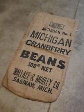 Vintage Michigan Cranberry Bean Burlap Sack, Wallace & Morley Co. Decor picture