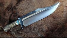 CUSTOM HANDMADE CARBON STEEL BOWIE KNIFE HANDLE CROWN ANTLER -BEST GIFT picture