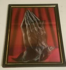 Religious Praying Hands Holographic 3D Style Print Framed 8 1/2