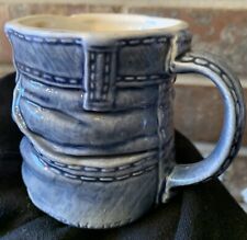 Vtg  70s 80s Blue Jean Coffee Cup 3D Novelty Ceramic Mug Drip Funky Realistic picture