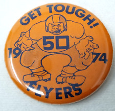 East St. Louis Flyers Football Button 1974 Get Tough Vtg picture