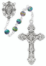 Holy Prayer Multi-Color Bead Rosary Silver OX Center And INRI Crucifix 6mm Beads picture