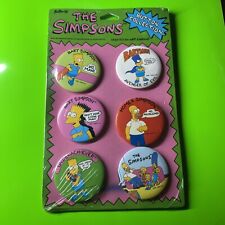 Vintage The Simpsons Pinback Button Collection - 6 Pins Sealed (Bart Homer TV) picture