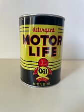 Vintage Motor Life Oil Can Detergent Gear Life Famous Lubricants Chicago 32 oz picture