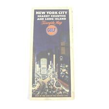 VINTAGE 1947 GULF OIL COMPANY MAP OF NEW YORK CITY LONG ISLAND TOURING GUIDE GAS picture