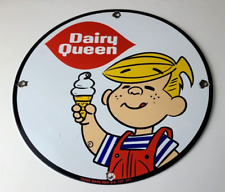 Vintage Dairy Queen Sign - DQ Ice Cream Shop Gas Station Pump Porcelain Sign picture