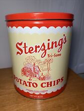 Vintage Sterzings Potato Chip Large Tin Can Burlington IA Iowa picture