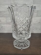 Crystal Pedestal Clear 24 Lead Vase Hand Crafted Size 7.5” High 5” across  picture