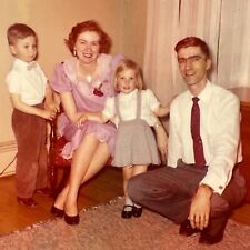WF Photograph Family Group Mom Dad Boy GIrl Brother Sister America 1958 picture