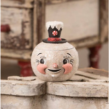 Bethany Lowe Johanna Parker Candy Stripe Pete Snowman Head Container Top Hat New picture