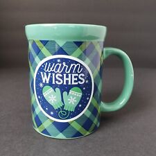 Designpac Warm Wishes Green Blue Plaid Pattern 12 oz. Ceramic Coffee Mug Cup picture