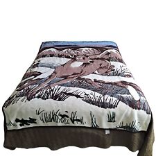 Vintage San Marcos Throw Blanket Deer Snow Mountains Acrylic Blend Cabin Lodge picture