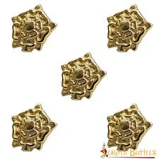 Brass Adornments Tudor Rose Pure Solid Leather Fittings Mount Set of 5 picture