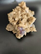 Purple Fluorite In Calcite On Matrix Fine Mineral Specimen 159g picture
