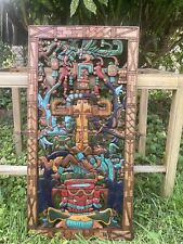 Pakal's Tomb Tumba de Pakal Mayan God King Aztec Wood Cedar Mask Hand Carved picture