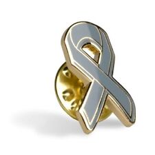 GRAY RIBBON LAPEL PIN SUPPORT FIGHT DIABETES AND ASTHMA picture