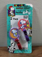 Danara Baby Snoopy 2-Pack Pacifier Holders Red & Purple New in the Package. picture