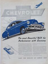 1949 Vintage chevrolet style De Luxe 2-Door print ad. Beautiful colors. picture