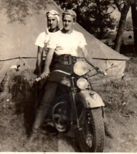 Men Riding Double VTG Motorcycle Gay Interest Snapshot Photograph c.1940 4