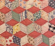 Vintage Cutter Quilt Piece 11” x 13”  Feed Sack Cube Pattern  Pretty picture