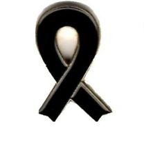 Black Awareness pin badge. Support ribbon. Melanoma. Funerals. picture