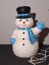 Vintage Ceramic Frosty Snowman Light Up Holiday LARGE Textured 17