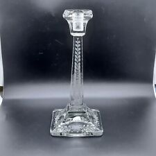 Clear Etched Cut Glass Candlestick 9.5