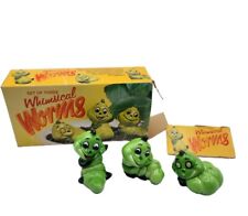 Vtg Anthropomorphic Whimsical Worms Set Of 3 Green Worm For Planters Kitschy  picture