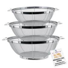 U.S. Kitchen 3pc Colander Set, Stainless Steel Mesh Strainer Net Baskets 3 4 5qt picture