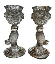 Vintage Lead Crystal Candle Holders Signature Birds Hofbauer Bleikrideff Germany picture