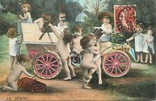 Surrealism multi babies automobile departure fantasy 1909 picture