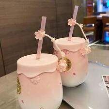 HOT  Starbucks Cherry Blossom Ceramic Cup Pink Cute Straw & Stopper Mug 2024 New picture