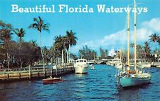 Florida FL Scenic Vintage Postcard Canal Waterways Boats Sailing Retirement 1960 picture