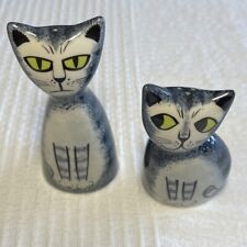 Hannah Turner Cat Salt & Pepper Shakers Small Grey Tabby picture