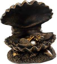 Baby Mermaid Statue- Mermaid Sleeping in Shell with Pearl Sculpture- Hand Painte picture
