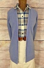 LL Bean Country Blue 100% Cotton Slub Knit Open Cardigan Sweater Sz LP picture