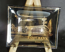 Vintage Farmers State Bank Glass Tray Trinket Advertising Memorabilia Montana picture